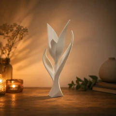 Escultura Decorativa Flor Branca Moderna 21,5cm Branco