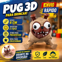 Kit Cachorro Pug 3d 6cm Brinquedo Divertido Para Brincar Bege - comprar online