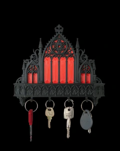 Porta-chaves Santuário Organizador Decorativo De Parede Preto E Vermelho - Print E Reprint