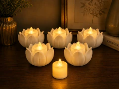Kit 3 Flores Decorativas Com Velas Led Para Decoração Branco