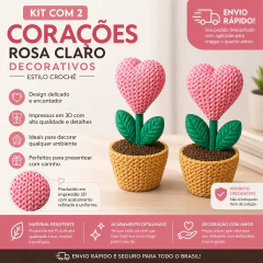 Kit 2 Corações Rosa Decorativos Estilo Crochê 10cm Rosa-claro - comprar online