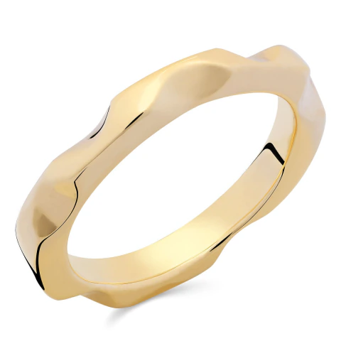 Aliança em Ouro Amarelo 18k Inteira Ondulada