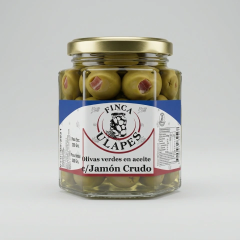 Aceitunas Verdes Rellenas con Jamón Crudo Finca Ulapes 200 g