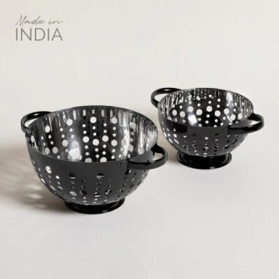 COLADOR DE PASTAS X2 BLACK 33X14/28X12CM 0124095