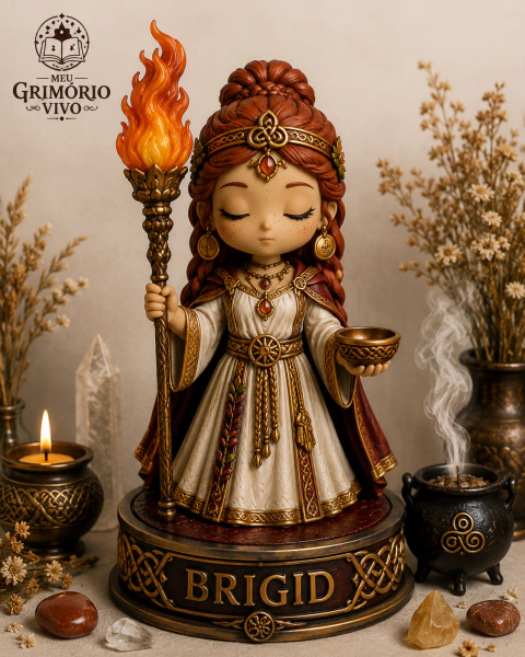 Escultura Brigid - Deusa Celta do Fogo e da Cura