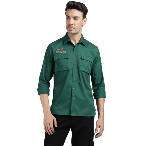 Camisa Royal Enfield Hombre Con Múltiples Logos Bordados