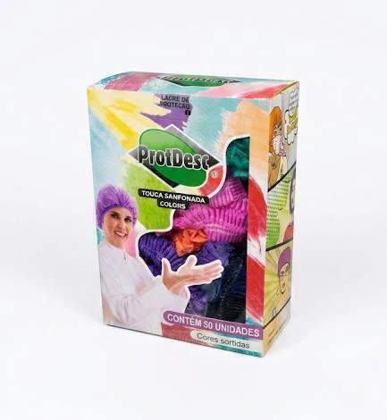 Touca Descartável Sanfonada TNT Colors Cores Sortidas (50 Unidades) – Protdesc