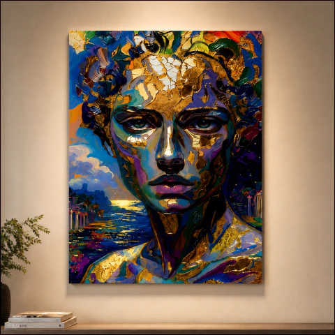 Cuadro Vinilo Mirada de Oro