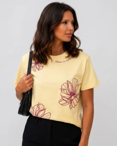 Camiseta Feminina T-Shirt Slim 3 Flores 100% Algodão - La Luna Store