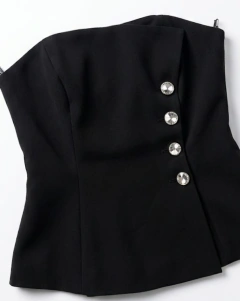 Blusa Tomara Que Caia Elegante - Alfaiataria Botão Dourado - La Luna Store