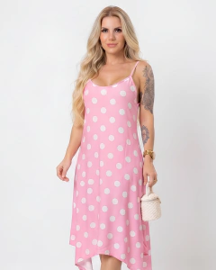 Vestido Midi Feminino Alcinha Poá Blogueira Moda Tendência - La Luna Store
