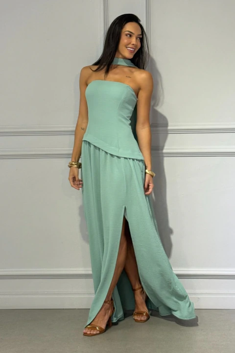 VESTIDO LONGO ALFAIATARIA EGITO C/ FAIXA