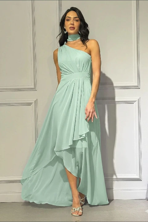 VESTIDO LONGO CHIFFON C/ FAIXA