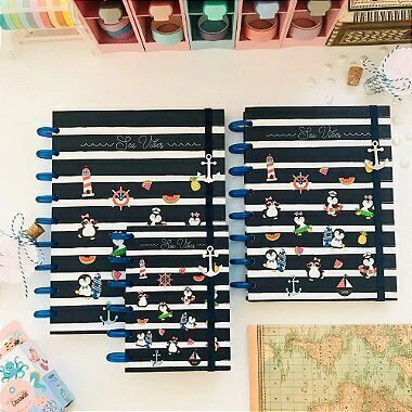 Caderno de Disco A5 Pinguins Marinheiros Buendia