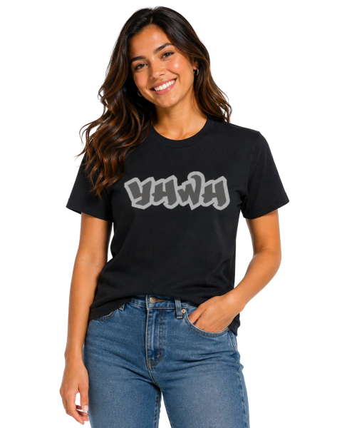 Camiseta Feminina 100% Algodão - Preta - Yahweh
