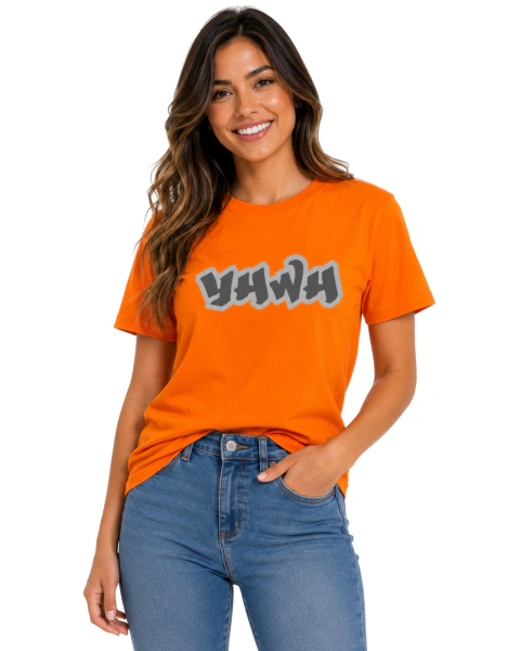 Camiseta Feminina 100% Algodão - Laranja - Yahweh