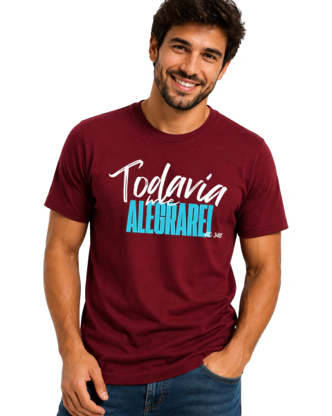 Camiseta Masculina 100% Algodão - Marsala - Todavia me Alegrarei