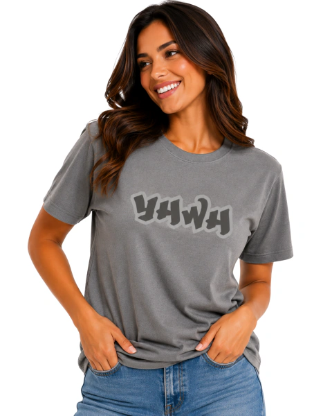 Camiseta Feminina 100% Algodão - Cinza Escuro - Yahweh