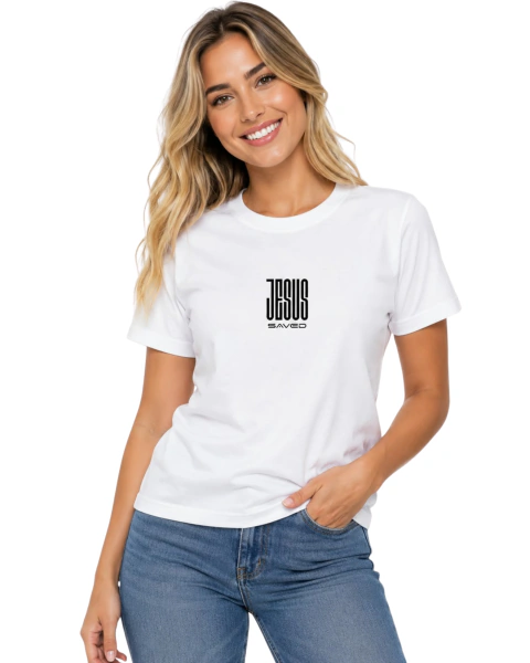 Camiseta Feminina 100% Algodão - Branca - JESUS Saved