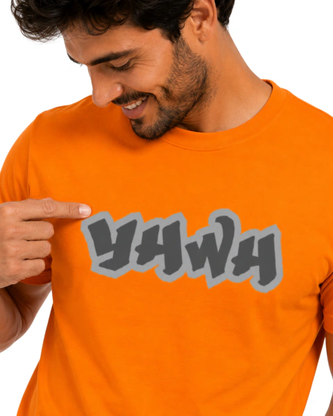 Camiseta Masculina 100% Algodão - Laranja - Yahweh