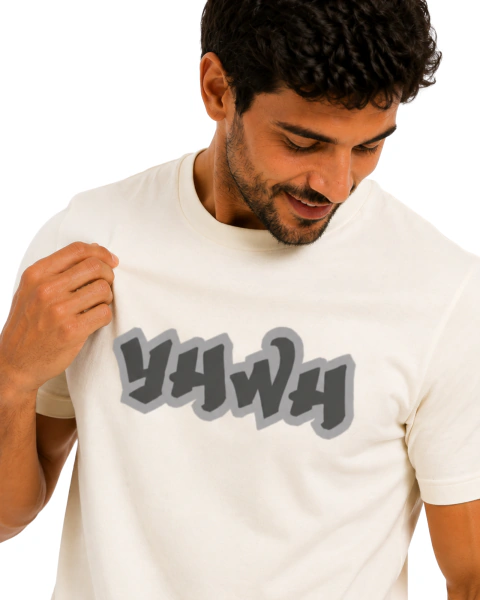 Camiseta Masculina 100% Algodão - Off White - Yahweh
