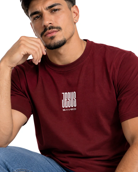 Camiseta Masculina 100% Algodão - Marsala - JESUS Saved