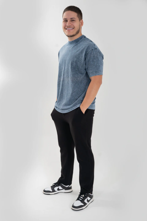 CAMISETA OVERSIZED MARBLE — AZUL