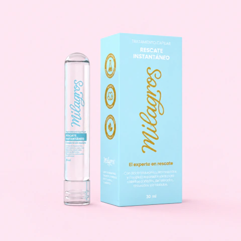 Tratamiento Capilar Rescate Instantáneo El Experto en Rescate Milagros de 30 ml con tecnología Plex para reparar el cabello dañado.
