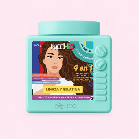 Full HD Felizmente Crespa 4 en 1 Ponto 300 ml para definir, hidratar y controlar el frizz en cabello rizado, crespo y ondulado.
