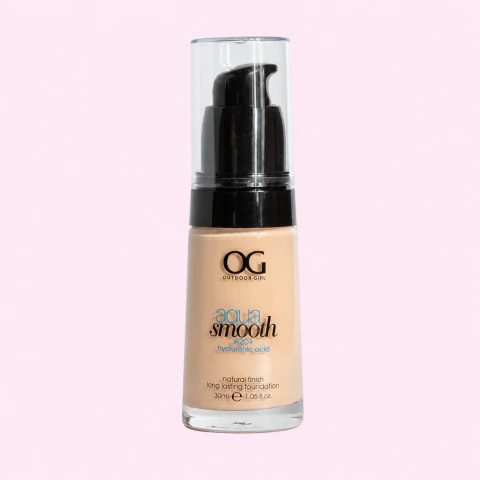 Base Aqua Smooth OG Piel de Filtro 30 ml con cobertura media construible, textura ligera y acabado luminoso.
