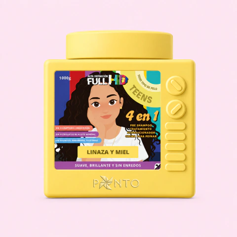 Full HD Teens 4 en 1 Ponto 300 ml para hidratar, desenredar y definir el cabello rizado y crespo de niños y adolescentes.