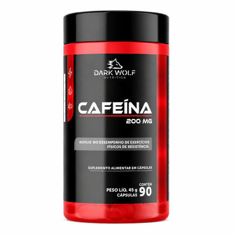 Cafeína pura 200mg em cápsulas - 90 caps - DarkWolf
