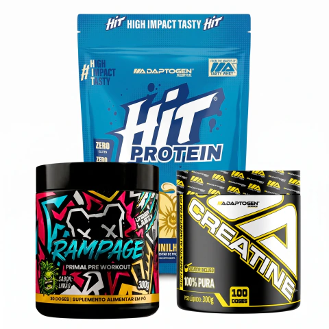 Kit HIT Protein 900g + Creatina Monohidratada Adaptogen 300g + Rampage Primal Pre Workout 300g Under Labz