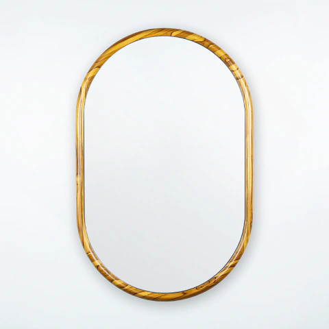 Espelho oval Galeão 80x50cm de Madeira Maciça Teca