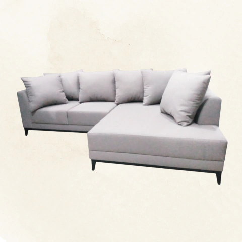 Sofá Milano em L com Chaise e Base Slim em Madeira Maciça