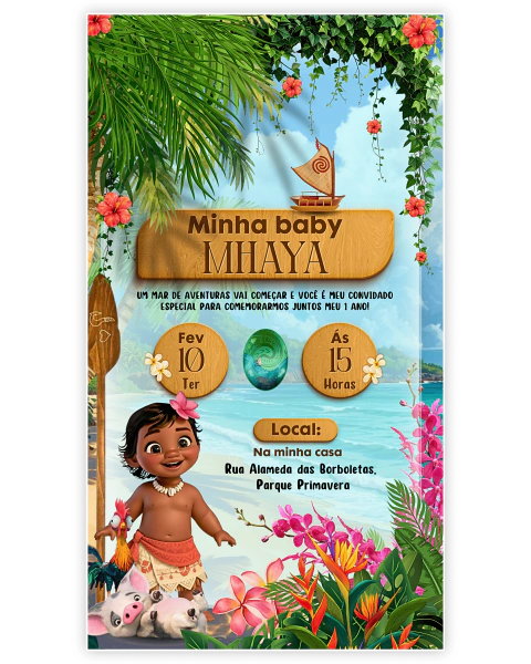 Baby Moana - Convite Clássico
