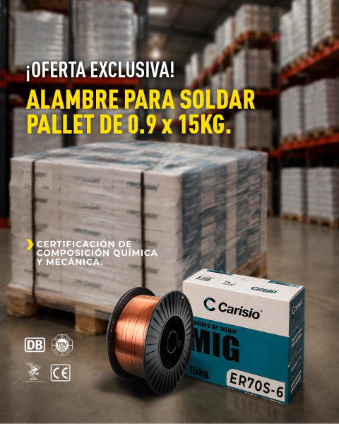 Pallet Alambre Mig P/ Soldar Carisio 0.9 Mm x 72 Rollos de 15kg