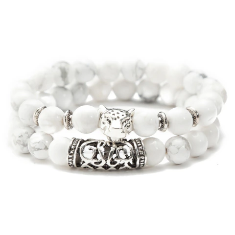 Pulseira Stone Leopard Head Set Bracelet