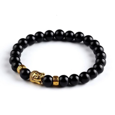 Pulseira Buddha head energy volcanic stone beaded bracelet - comprar online