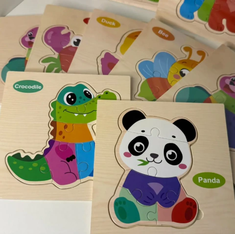 Quebra-Cabeça Infantil 3D em Madeira Sensorial Educativo (Animais Sortidos)