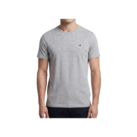 Camiseta Tommy Hilfiger Masculina Lisa Cinza Manga Curta