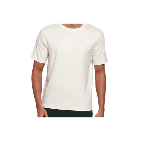 Camiseta Tommy Hilfiger Script Light Interlock Masculina - Off White
