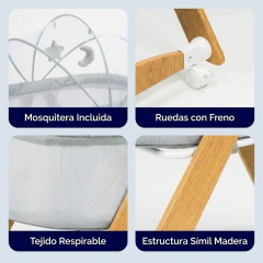 CUNA MOISÉS DE MADERA CON TUL - comprar online