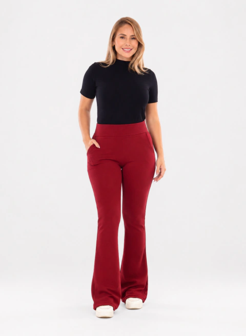 Calça Legging Feminina Flare Malha Crepe