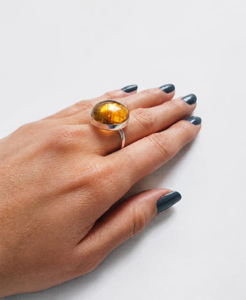 Anillo de Ámbar Sombra -ajustable