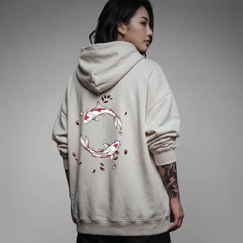 Moletom Canguru Koi: Harmony – Estampa Costas