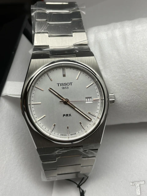 Tissot PRX 40 mm Mostrador Prata Índices Rosé