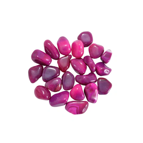 Ágata rosa rolada 3 a 4cm furada - Pct 1Kg
