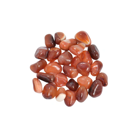 Ágata vermelha rolada 4 a 6cm furada - Pct 1Kg