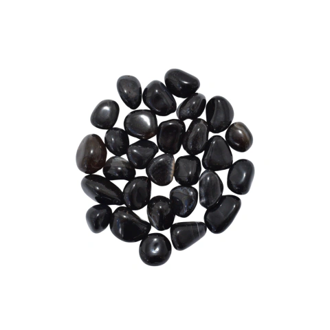 Ágata preta rolada 4 a 6cm furada - Pct 1Kg
